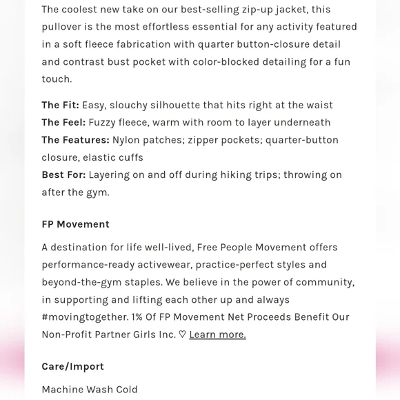 NWT Free People Hit the Slopes fleece 1/4 zip pullover jacket lavender fog combo - Picture 5 of 12